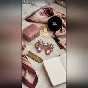 Pink Crystal Teardrop Clip On Statement Earrings